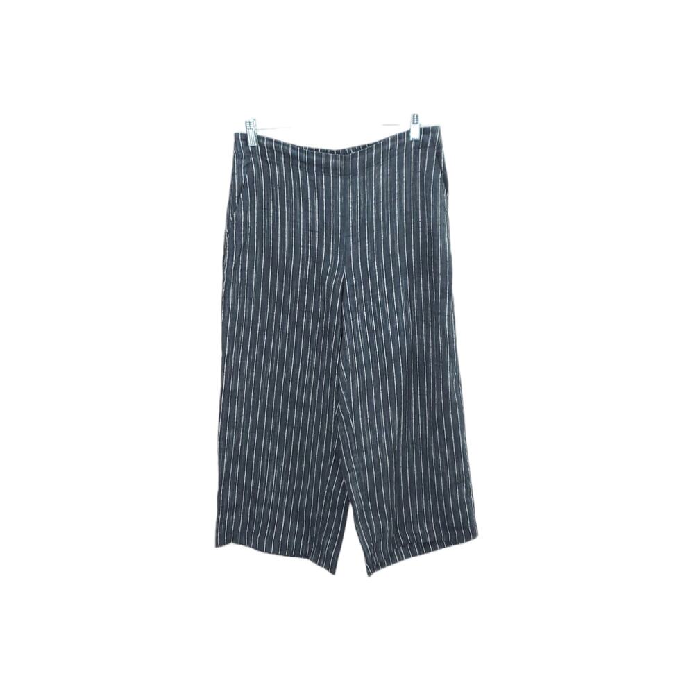 Eileen Fisher Navy Blue Pinstripe Wide Leg Pants
